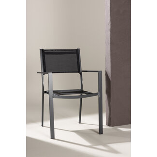 Venture Home Gartenstuhl Copacabana Schwarz – Niedriglehner 57×61×88 cm Textilene & Aluminium