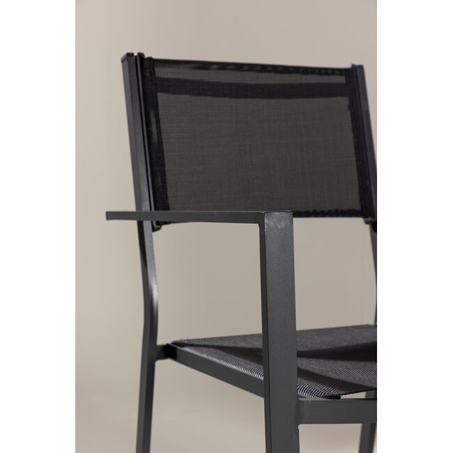 Gartenstuhl Copacabana Schwarz – Niedriglehner 57×61×88 cm Textilene & Aluminium