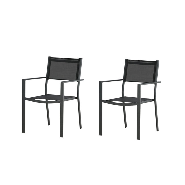 Gartenstuhl Copacabana Schwarz – Niedriglehner 57×61×88 cm Textilene & Aluminium