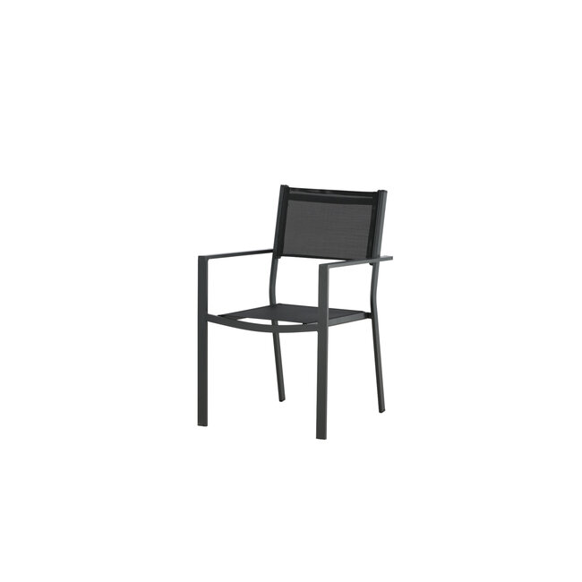 Gartenstuhl Copacabana Schwarz – Niedriglehner 57×61×88 cm Textilene & Aluminium