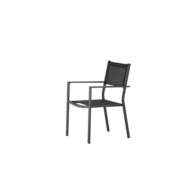 Gartenstuhl Copacabana Schwarz – Niedriglehner 57×61×88 cm Textilene & Aluminium