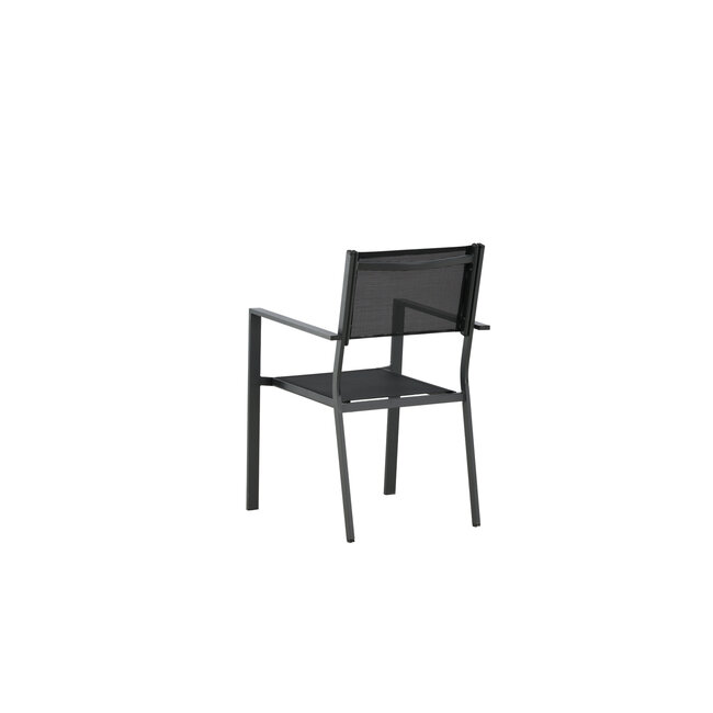 Gartenstuhl Copacabana Schwarz – Niedriglehner 57×61×88 cm Textilene & Aluminium