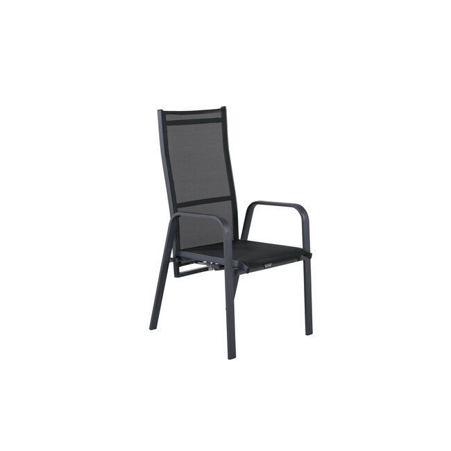 Gartenstuhl Copacabana Schwarz – Hochlehner 57×65×110 cm Textilene & Aluminium