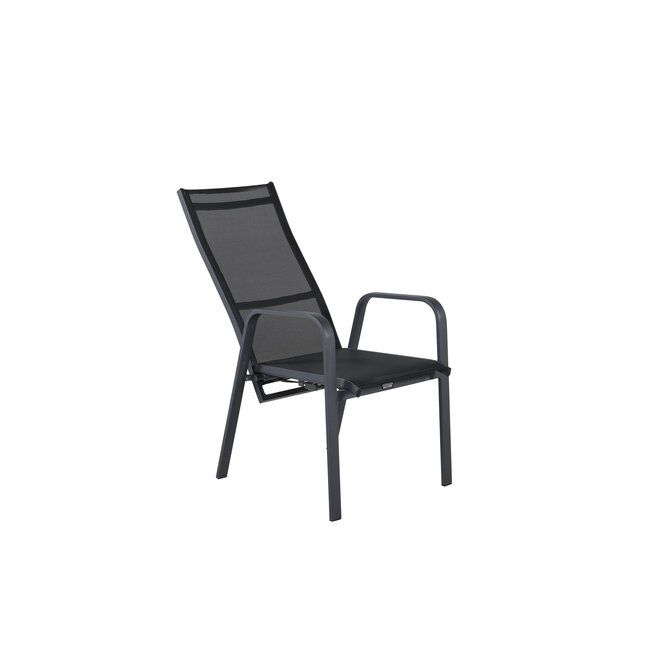 Gartenstuhl Copacabana Schwarz – Hochlehner 57×65×110 cm Textilene & Aluminium