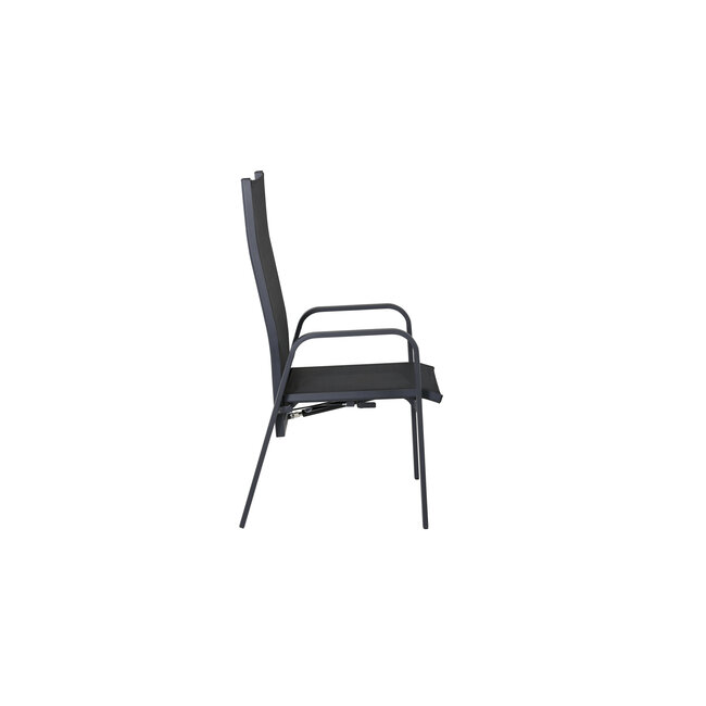 Gartenstuhl Copacabana Schwarz – Hochlehner 57×65×110 cm Textilene & Aluminium