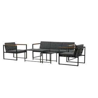 Venture Home Lounge-Set Dakar Schwarz/Grau – 3-Sitzer Sofa 188×80×67 cm Stahl & Glas