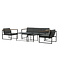 Lounge-Set Dakar Schwarz/Grau – 3-Sitzer Sofa 188×80×67 cm Stahl & Glas