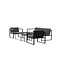 Lounge-Set Dakar Schwarz/Grau – 3-Sitzer Sofa 188×80×67 cm Stahl & Glas