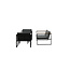 Lounge-Set Dakar Schwarz/Grau – 3-Sitzer Sofa 188×80×67 cm Stahl & Glas
