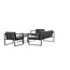 Lounge-Set Dakar Schwarz/Grau – 3-Sitzer Sofa 188×80×67 cm Stahl & Glas