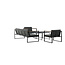 Lounge-Set Dakar Schwarz/Grau – 3-Sitzer Sofa 188×80×67 cm Stahl & Glas