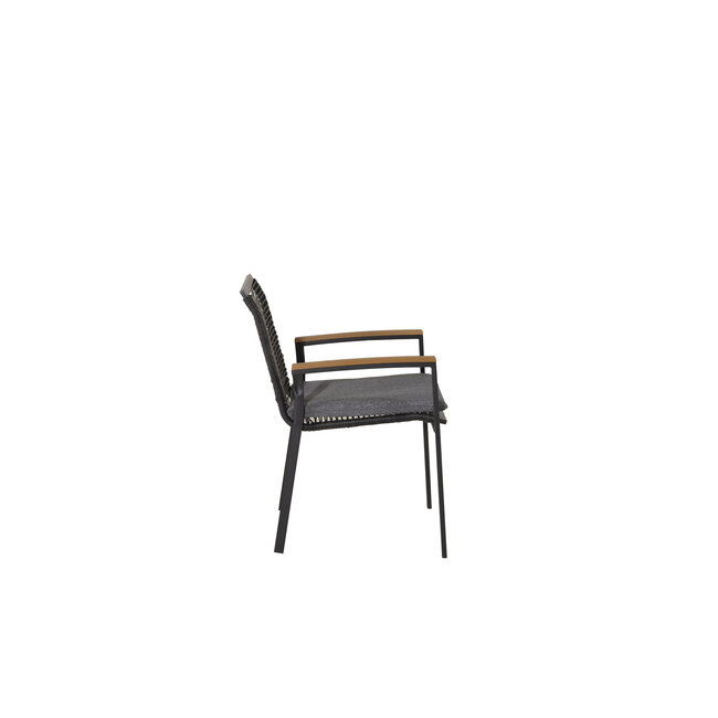 Gartenstuhl Dallas Schwarz – Armlehnenstuhl 57×64×84 cm Stahl & Polyester