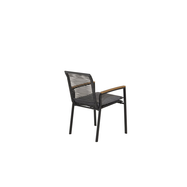 Gartenstuhl Dallas Schwarz – Armlehnenstuhl 57×64×84 cm Stahl & Polyester