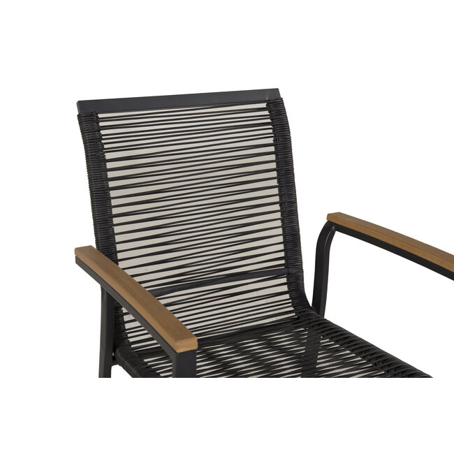 Gartenstuhl Dallas Schwarz – Armlehnenstuhl 57×64×84 cm Stahl & Polyester
