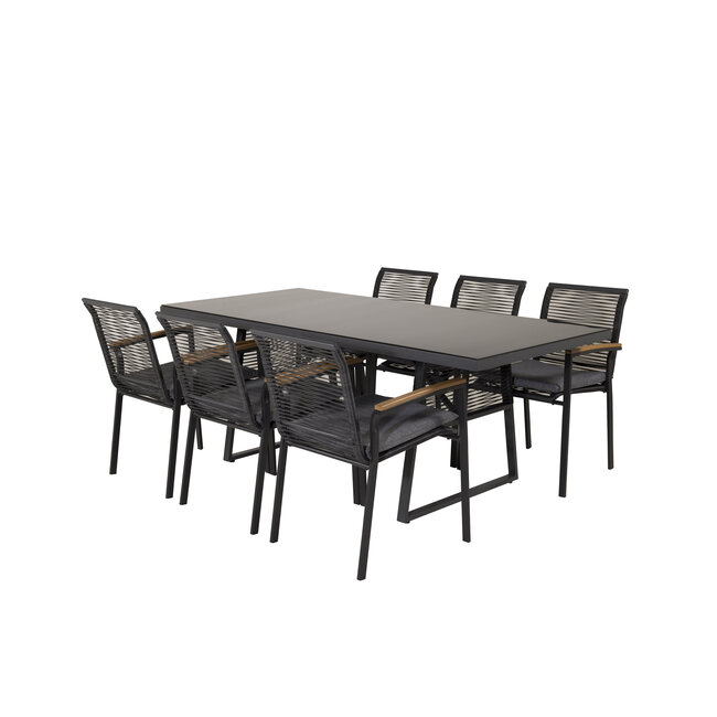 Gartenstuhl Dallas Schwarz – Armlehnenstuhl 57×64×84 cm Stahl & Polyester