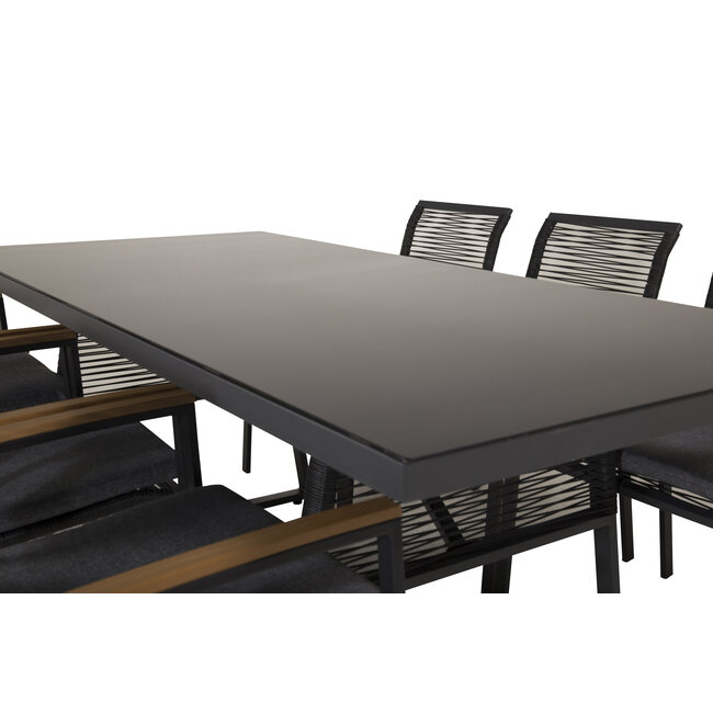 Gartenstuhl Dallas Schwarz – Armlehnenstuhl 57×64×84 cm Stahl & Polyester
