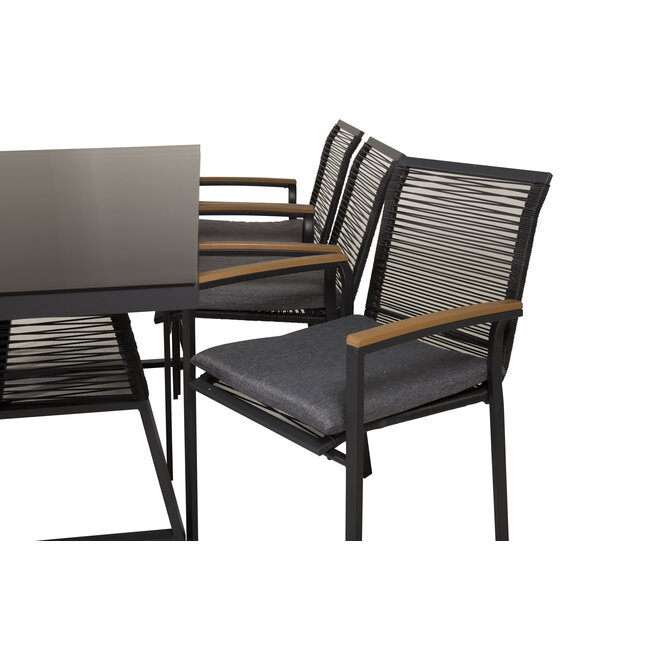 Gartenstuhl Dallas Schwarz – Armlehnenstuhl 57×64×84 cm Stahl & Polyester