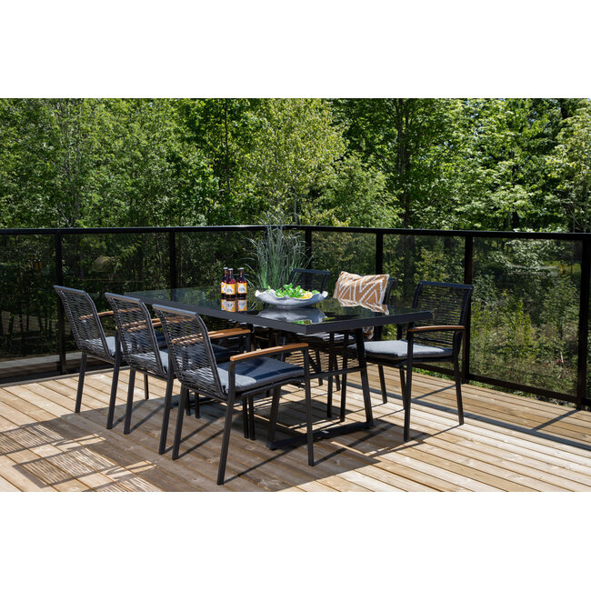 Gartenstuhl Dallas Schwarz – Armlehnenstuhl 57×64×84 cm Stahl & Polyester