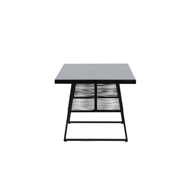 Gartentisch Dallas Schwarz – Esstisch 193×90×77 cm Stahl & Glas