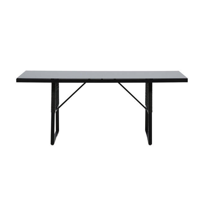 Gartentisch Dallas Schwarz – Esstisch 193×90×77 cm Stahl & Glas