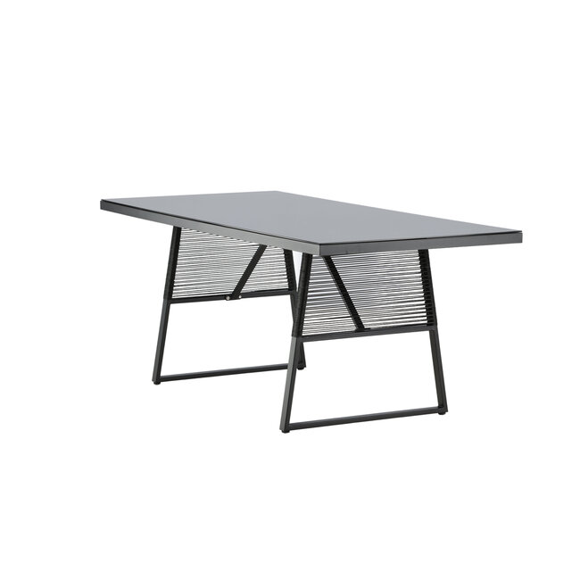 Gartentisch Dallas Schwarz – Esstisch 193×90×77 cm Stahl & Glas