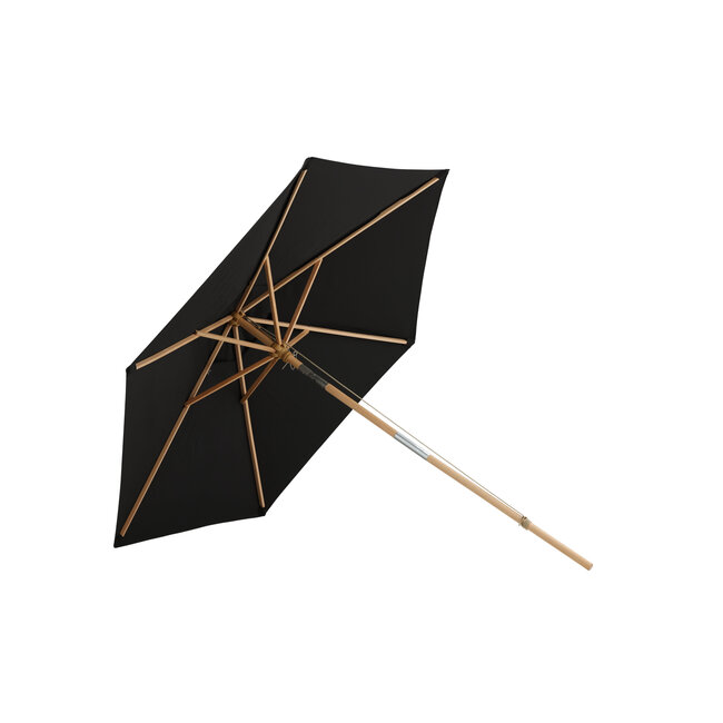 Sonnenschirm Corypho Schwarz – Marktschirm ø250 cm H232 cm Polyester & Buche