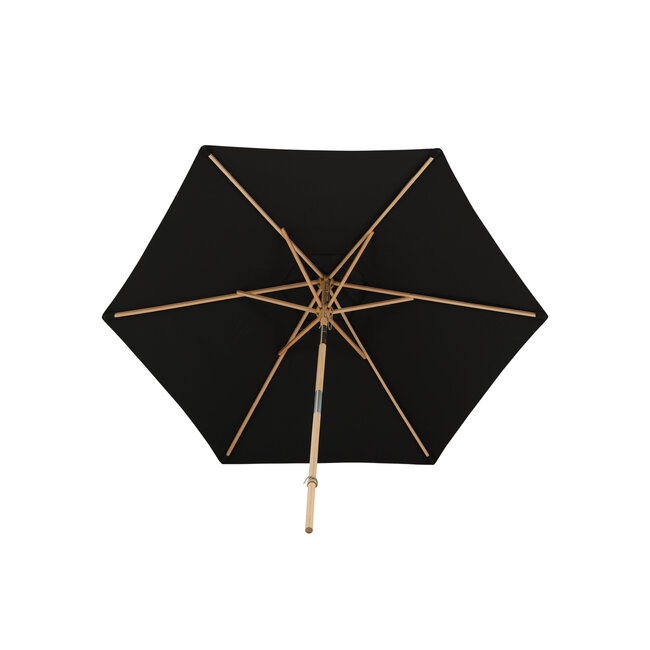 Sonnenschirm Corypho Schwarz – Marktschirm ø250 cm H232 cm Polyester & Buche