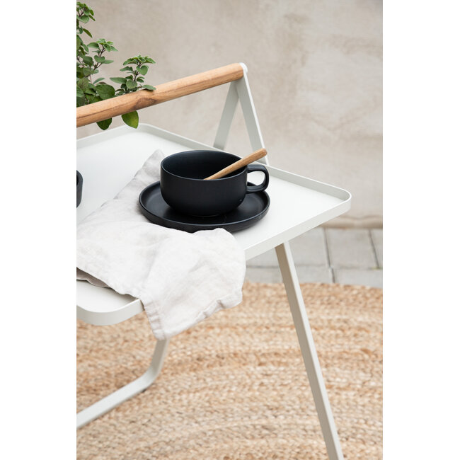 Gartentisch Clarin Beige – Beistelltisch 43×43×59 cm Stahl