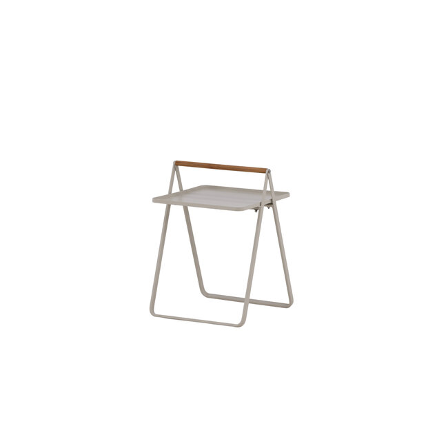 Gartentisch Clarin Beige – Beistelltisch 43×43×59 cm Stahl