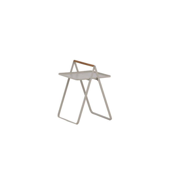 Gartentisch Clarin Beige – Beistelltisch 43×43×59 cm Stahl