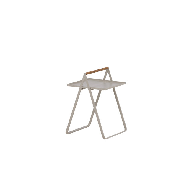 Gartentisch Clarin Beige – Beistelltisch 43×43×59 cm Stahl
