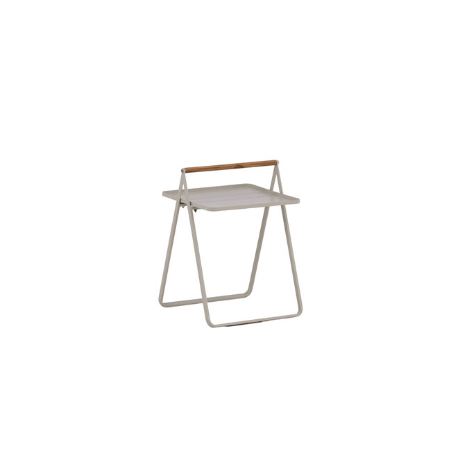 Gartentisch Clarin Beige – Beistelltisch 43×43×59 cm Stahl