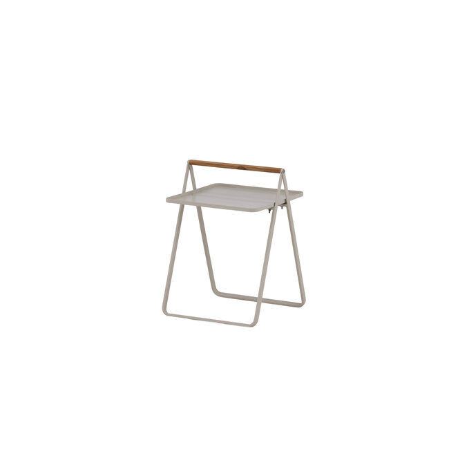 Gartentisch Clarin Beige – Beistelltisch 43×43×59 cm Stahl