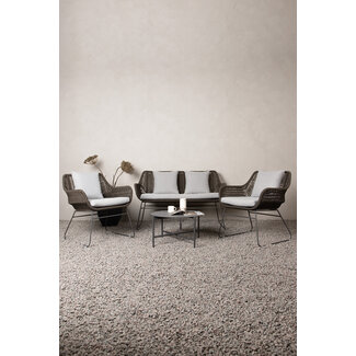 Venture Home Lounge-Set Davao Dunkelgrau – Outdoor-Sofa 133×73×73 cm Seilgeflecht & Stahl