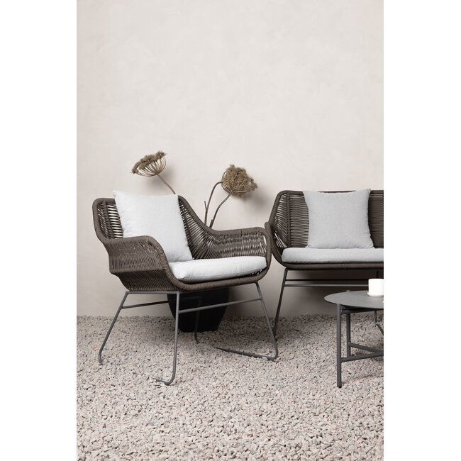Lounge-Set Davao Dunkelgrau – Outdoor-Sofa 133×73×73 cm Seilgeflecht und Stahl