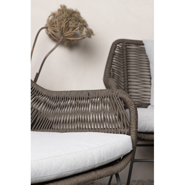 Lounge-Set Davao Dunkelgrau – Outdoor-Sofa 133×73×73 cm Seilgeflecht und Stahl