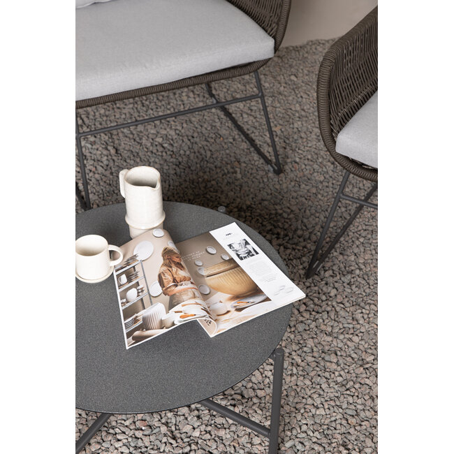 Lounge-Set Davao Dunkelgrau – Outdoor-Sofa 133×73×73 cm Seilgeflecht und Stahl