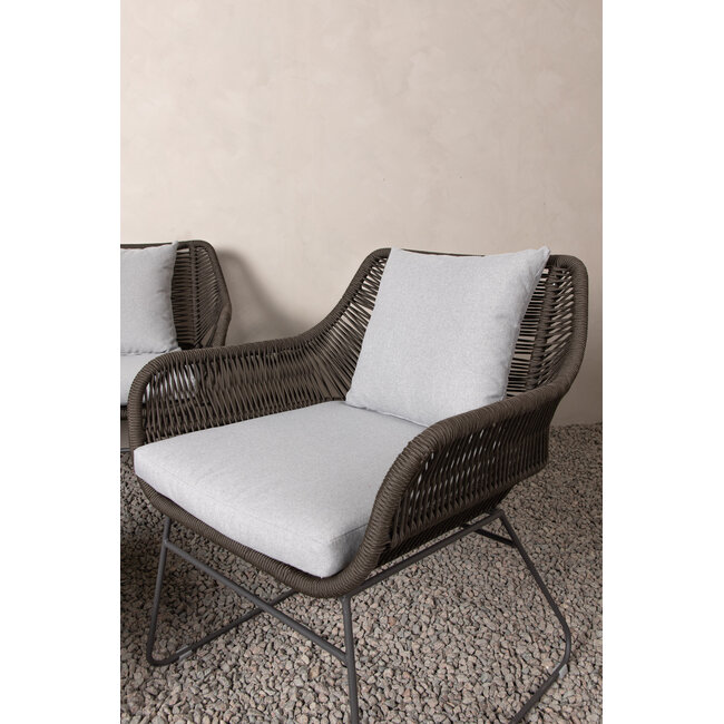 Lounge-Set Davao Dunkelgrau – Outdoor-Sofa 133×73×73 cm Seilgeflecht und Stahl