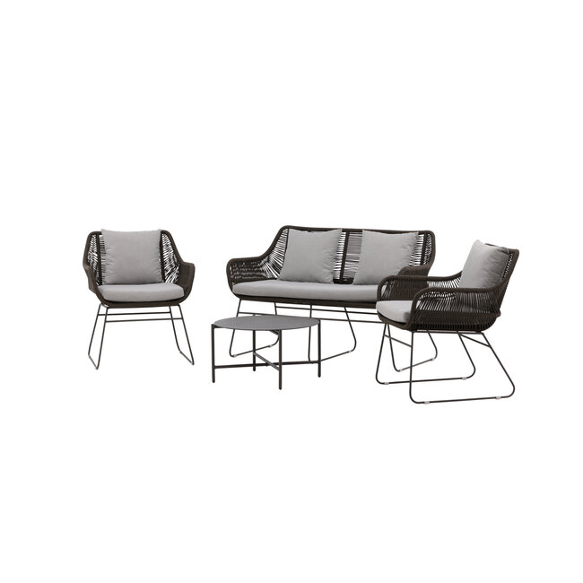 Lounge-Set Davao Dunkelgrau – Outdoor-Sofa 133×73×73 cm Seilgeflecht und Stahl