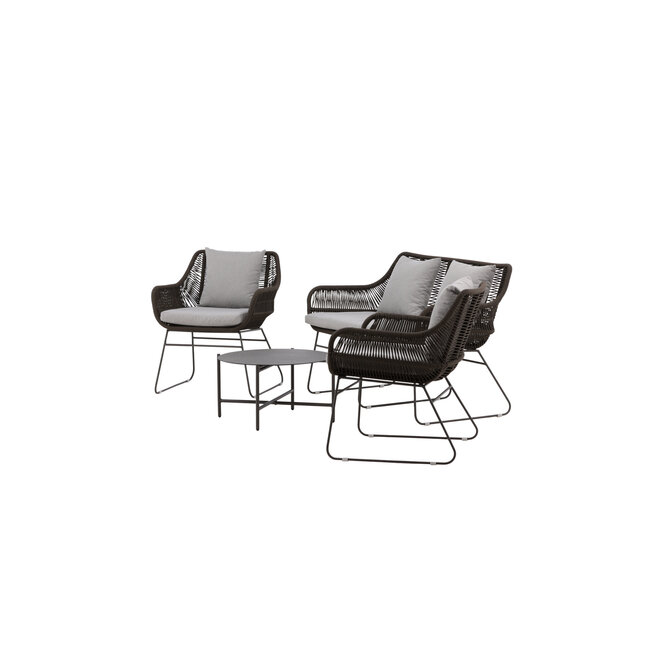 Lounge-Set Davao Dunkelgrau – Outdoor-Sofa 133×73×73 cm Seilgeflecht und Stahl