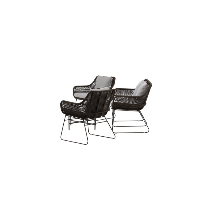 Lounge-Set Davao Dunkelgrau – Outdoor-Sofa 133×73×73 cm Seilgeflecht und Stahl