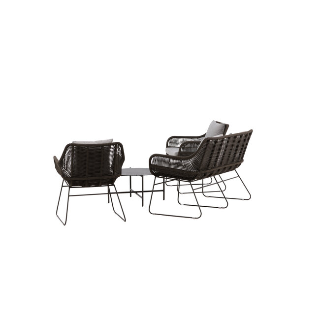 Lounge-Set Davao Dunkelgrau – Outdoor-Sofa 133×73×73 cm Seilgeflecht und Stahl