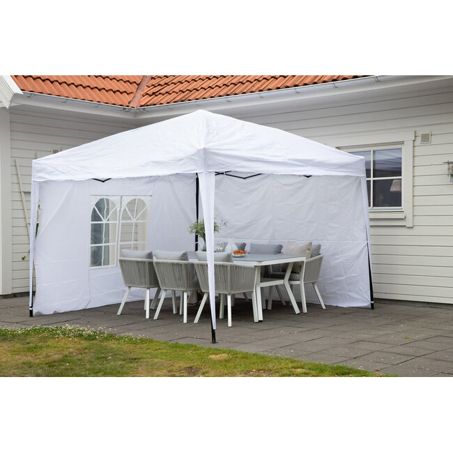 Sonnenschirm Easy Up Weiß – Terrassenschirm 295×295 cm Polyester & Alu