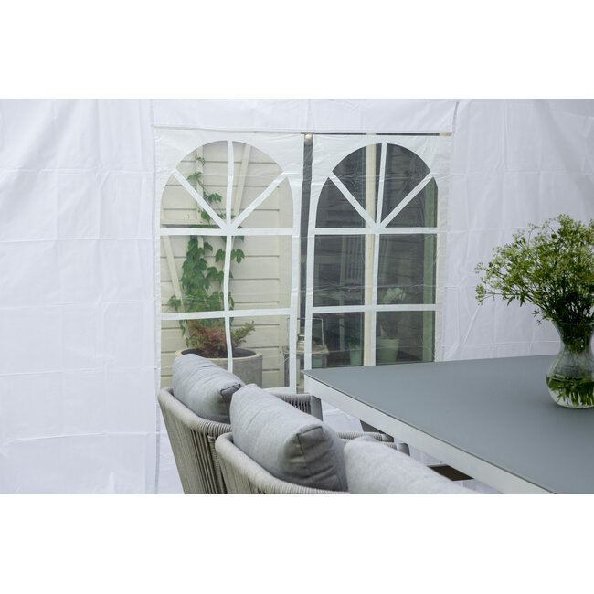 Sonnenschirm Easy Up Weiß – Terrassenschirm 295×295 cm Polyester & Alu