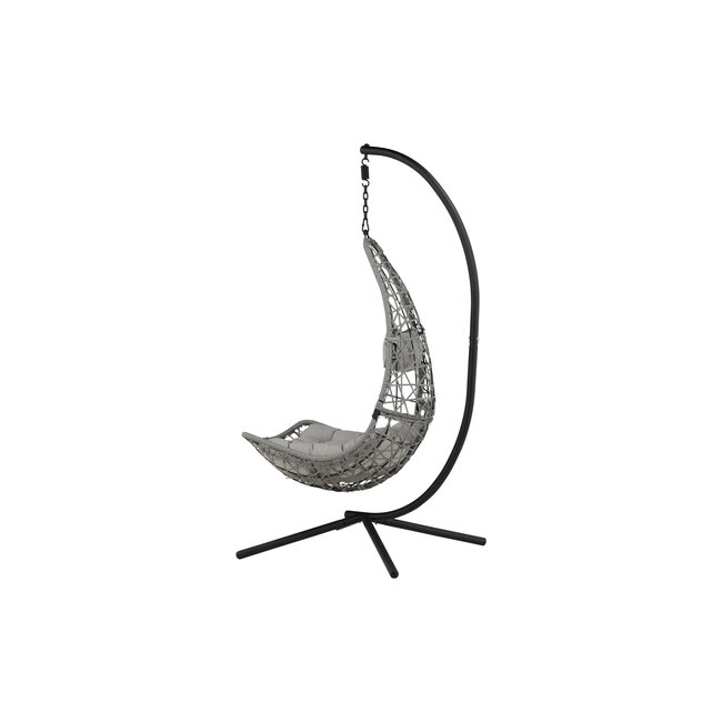 Gartenliege Edinburgh Grau – Hängesessel mit Gestell 130×130×205 cm Polyrattan