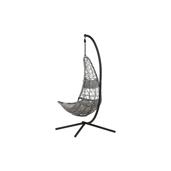 Gartenliege Edinburgh Grau – Hängesessel mit Gestell 130×130×205 cm Polyrattan