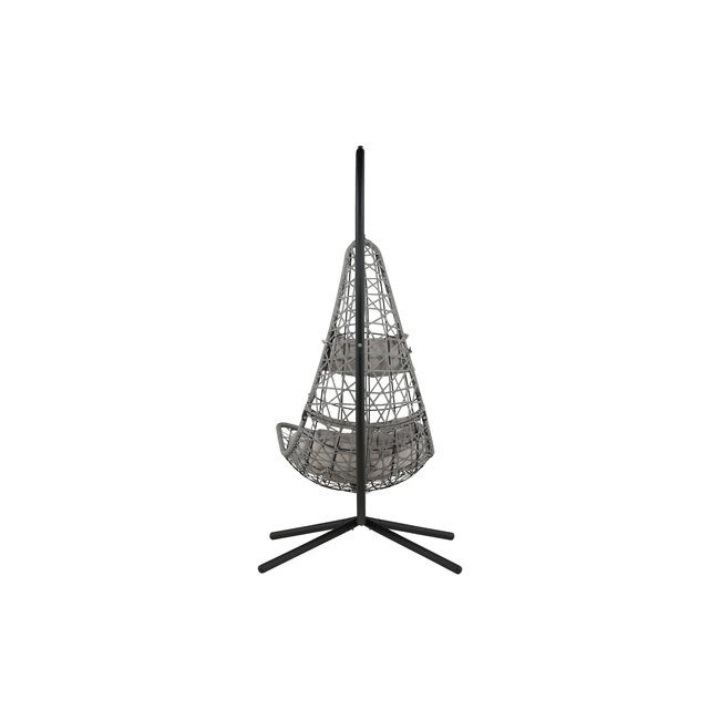 Gartenliege Edinburgh Grau – Hängesessel mit Gestell 130×130×205 cm Polyrattan