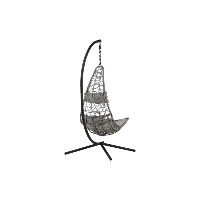 Gartenliege Edinburgh Grau – Hängesessel mit Gestell 130×130×205 cm Polyrattan