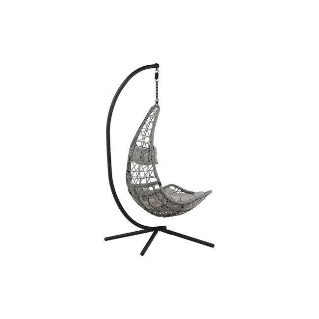 Gartenliege Edinburgh Grau – Hängesessel mit Gestell 130×130×205 cm Polyrattan