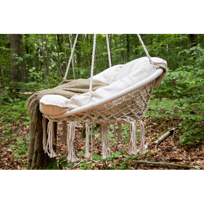 Gartenliege Hamtic Weiß – Hängematte 80×60×90 cm Polyester & Cotton